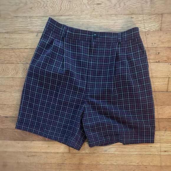 Petite Sophisticate High Waisted Shorts Size 12P Vintage Black Red Plaid Womens - Picture 10 of 10